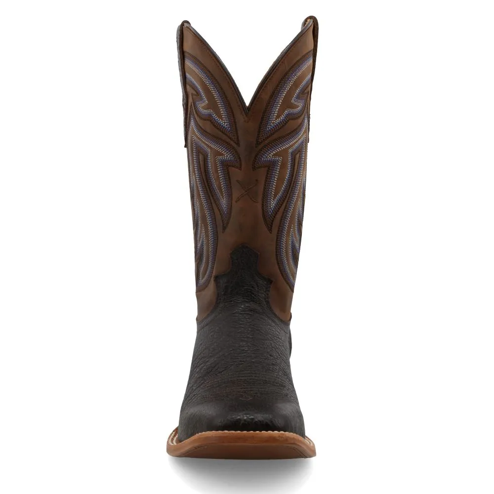 'Twisted X' Men's 12" Rancher Western Square Toe - Black / Coffee