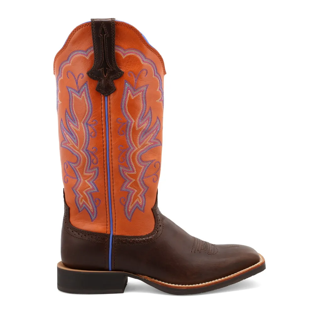 'Twisted X' Women's 13" Ruff Stock Western Square Toe - Brown / Orange