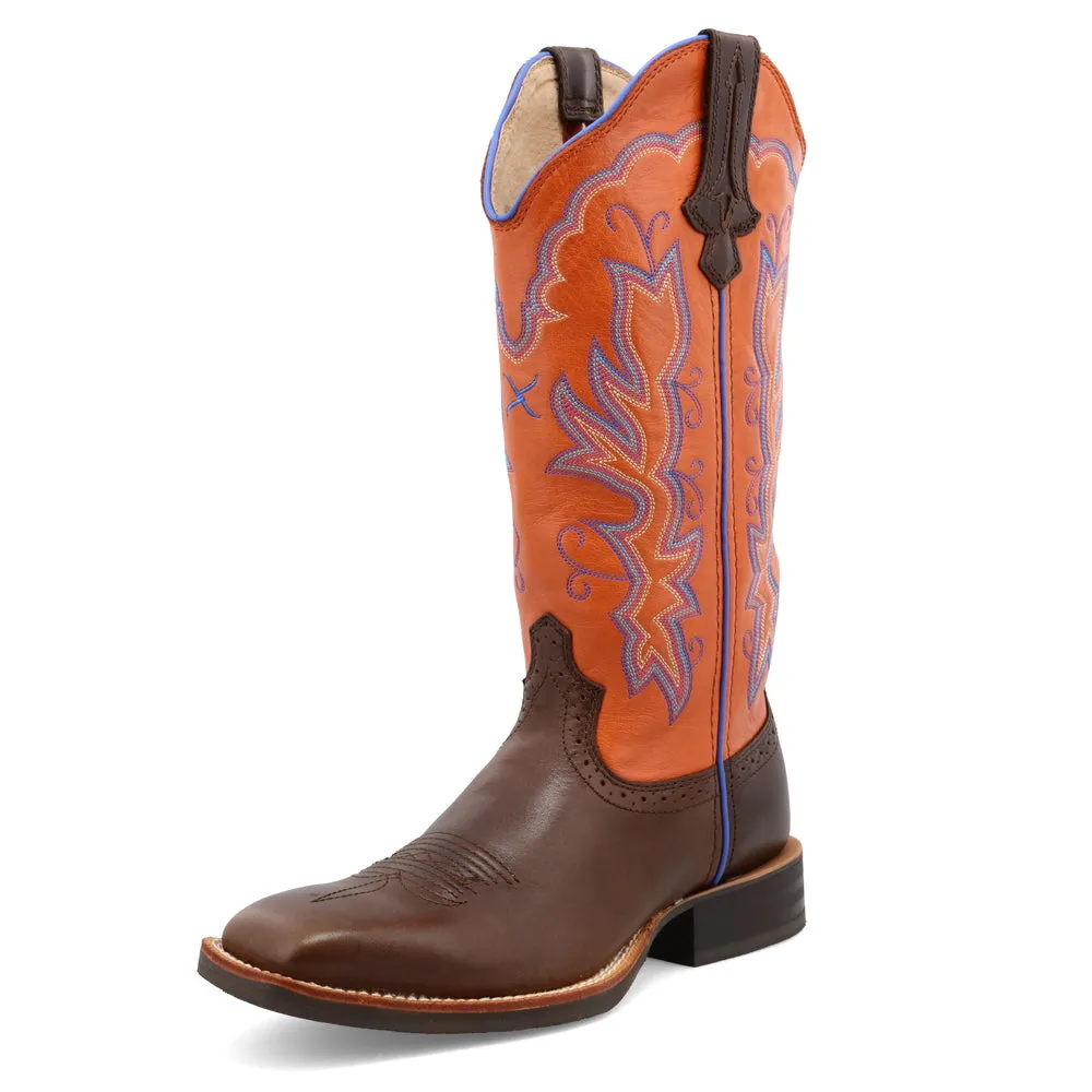 'Twisted X' Women's 13" Ruff Stock Western Square Toe - Brown / Orange