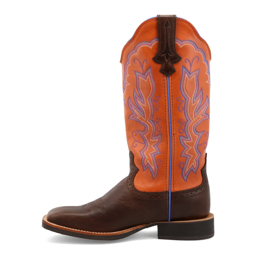 'Twisted X' Women's 13" Ruff Stock Western Square Toe - Brown / Orange