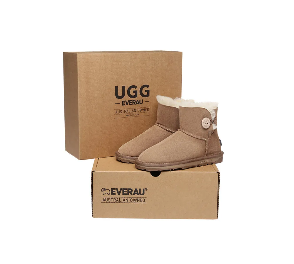 UGG EVERAU® UGG Boots Double Faced Sheepskin Wool Ankle Mini Button