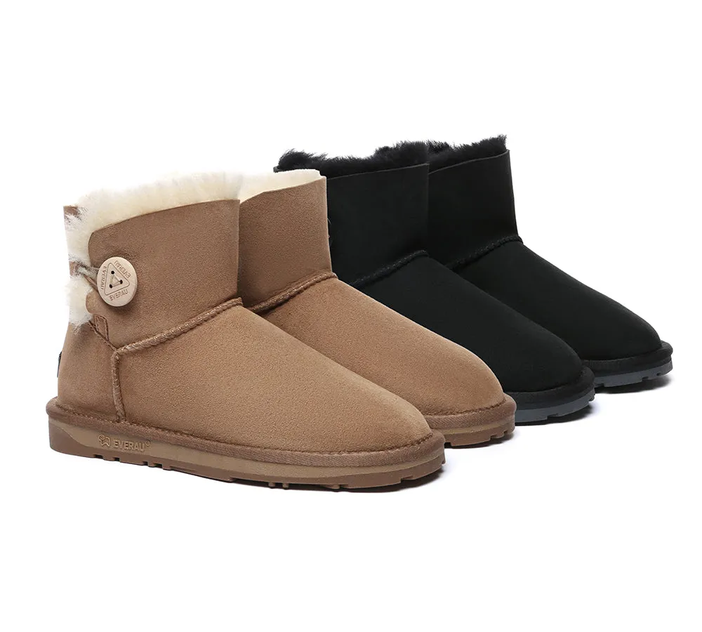 UGG EVERAU® UGG Boots Double Faced Sheepskin Wool Ankle Mini Button