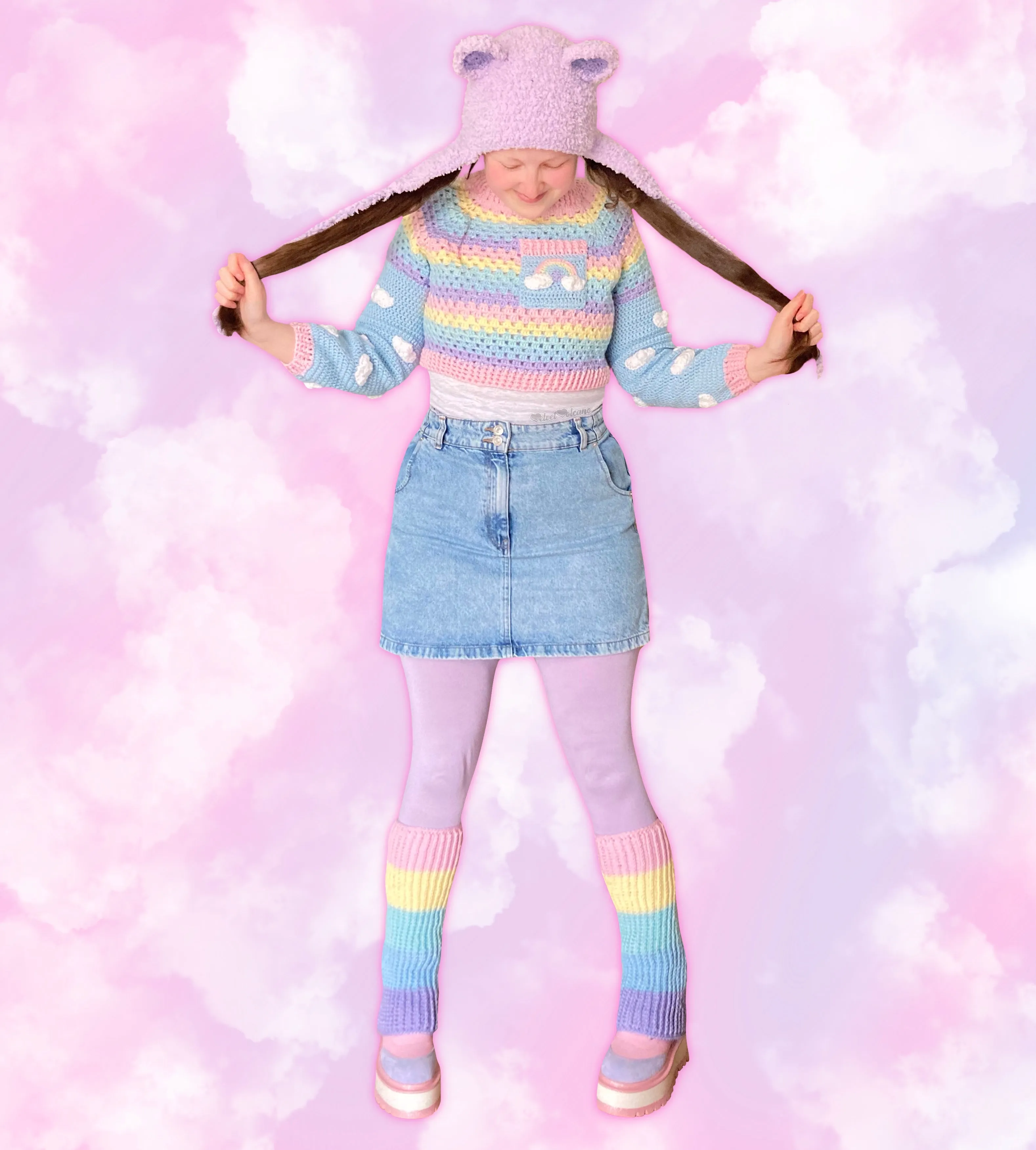 Ultra Pastel Rainbow Striped Flared Leg Warmers