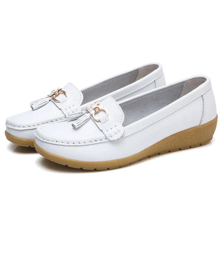 Vanccy Women Flats Ballet Leather Breathable  Casual  Shoes