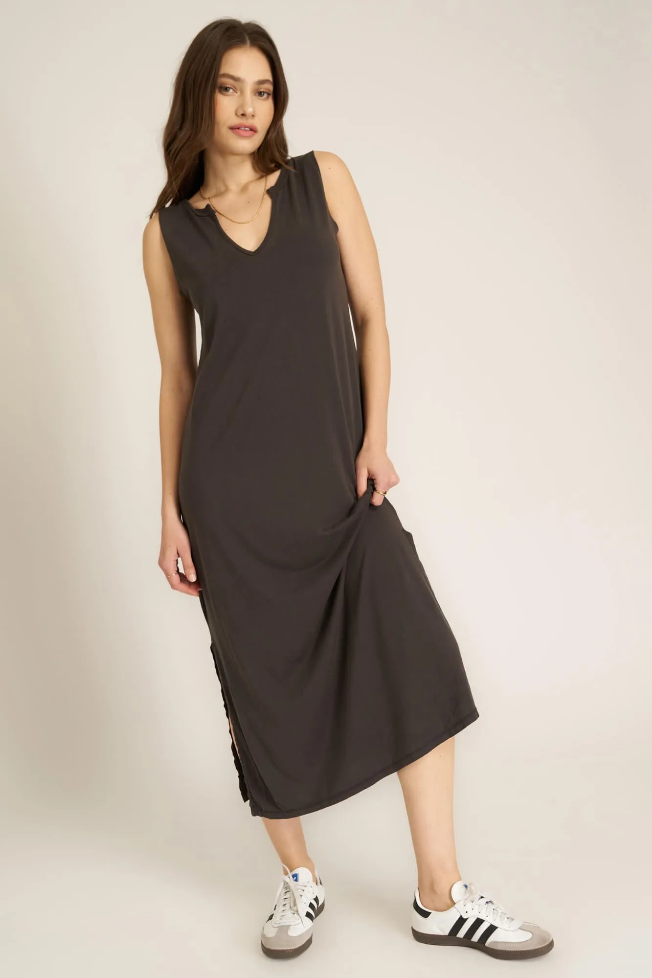 Ventura Notch Neck Dress - Vintage Black