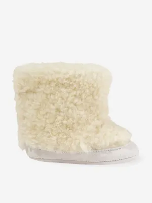 Versace Baby Sherling And Suede Boots in Ivory