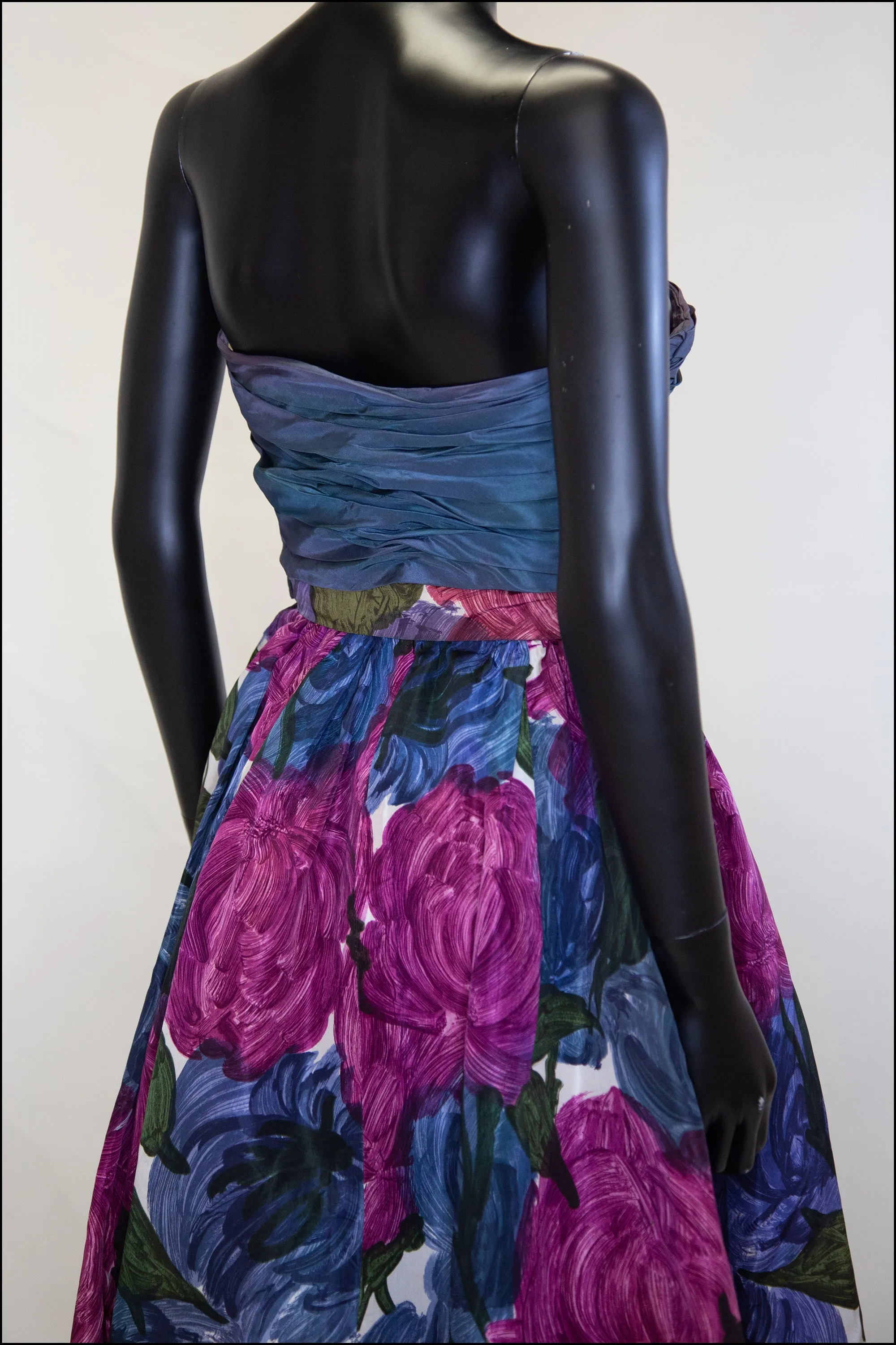 Vintage 1950s Floral Taffeta Gown