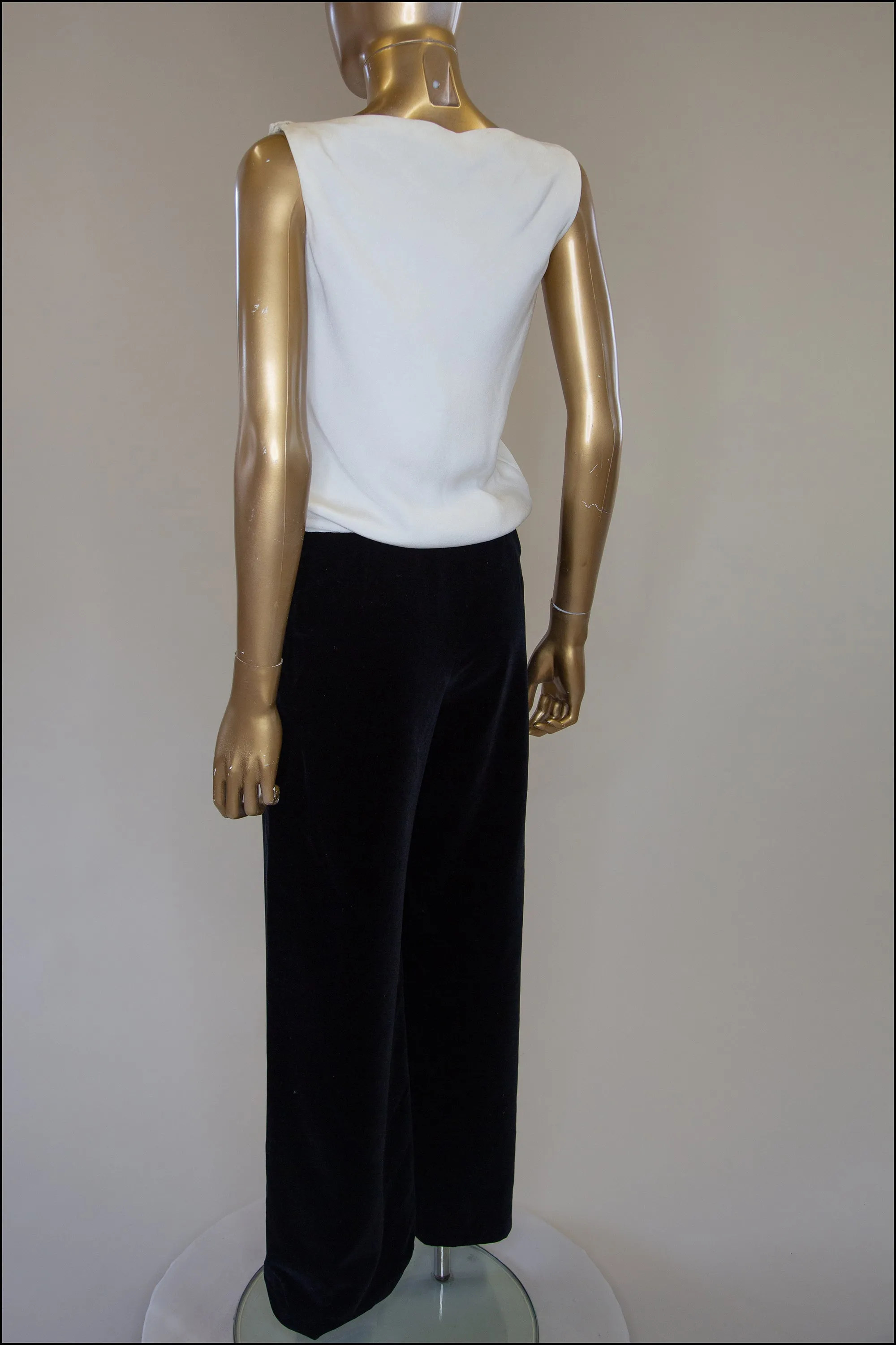 Vintage 1960s Black and Ivory Velvet Jumpsuit