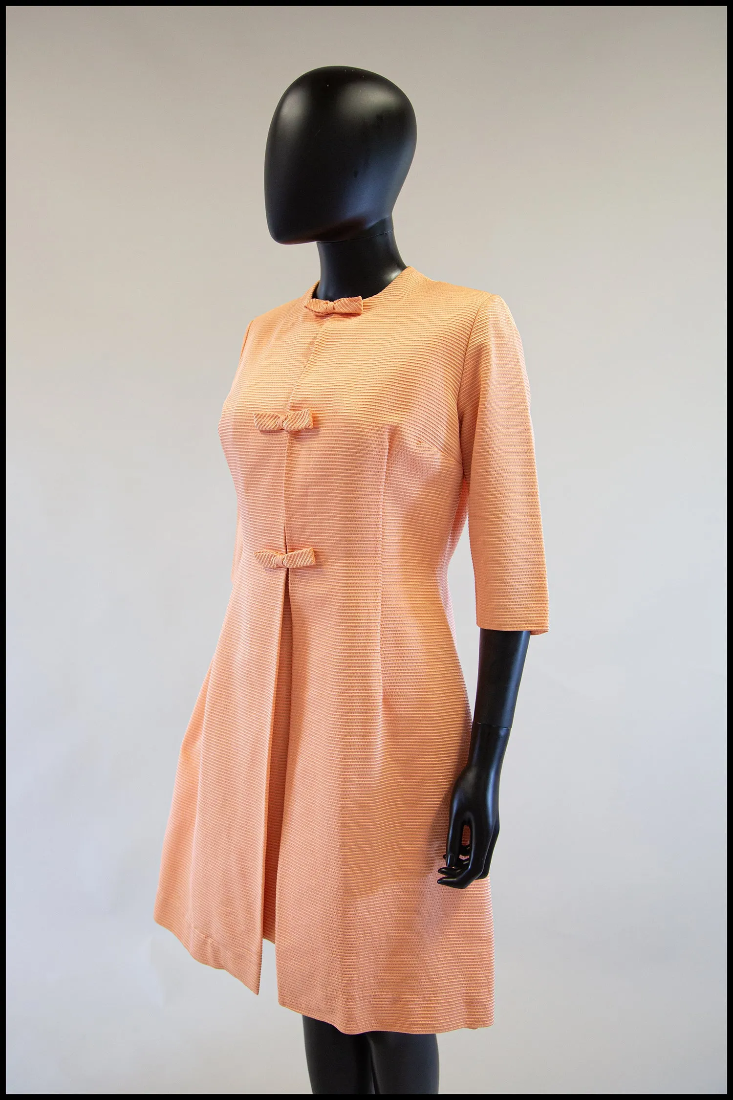 Vintage 1960s Peach Mini Dress and Coat Suit