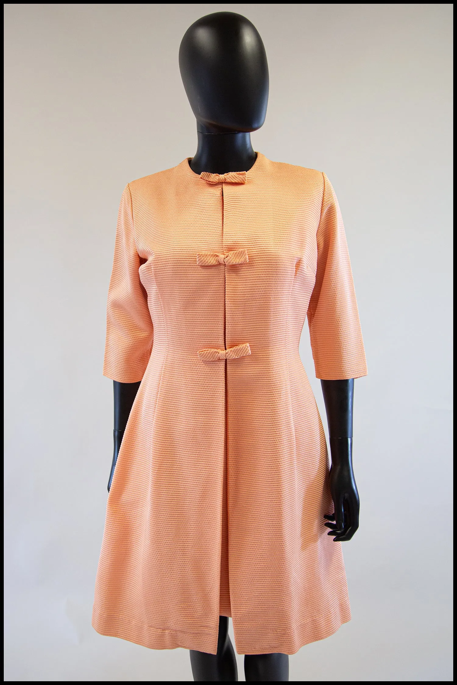 Vintage 1960s Peach Mini Dress and Coat Suit