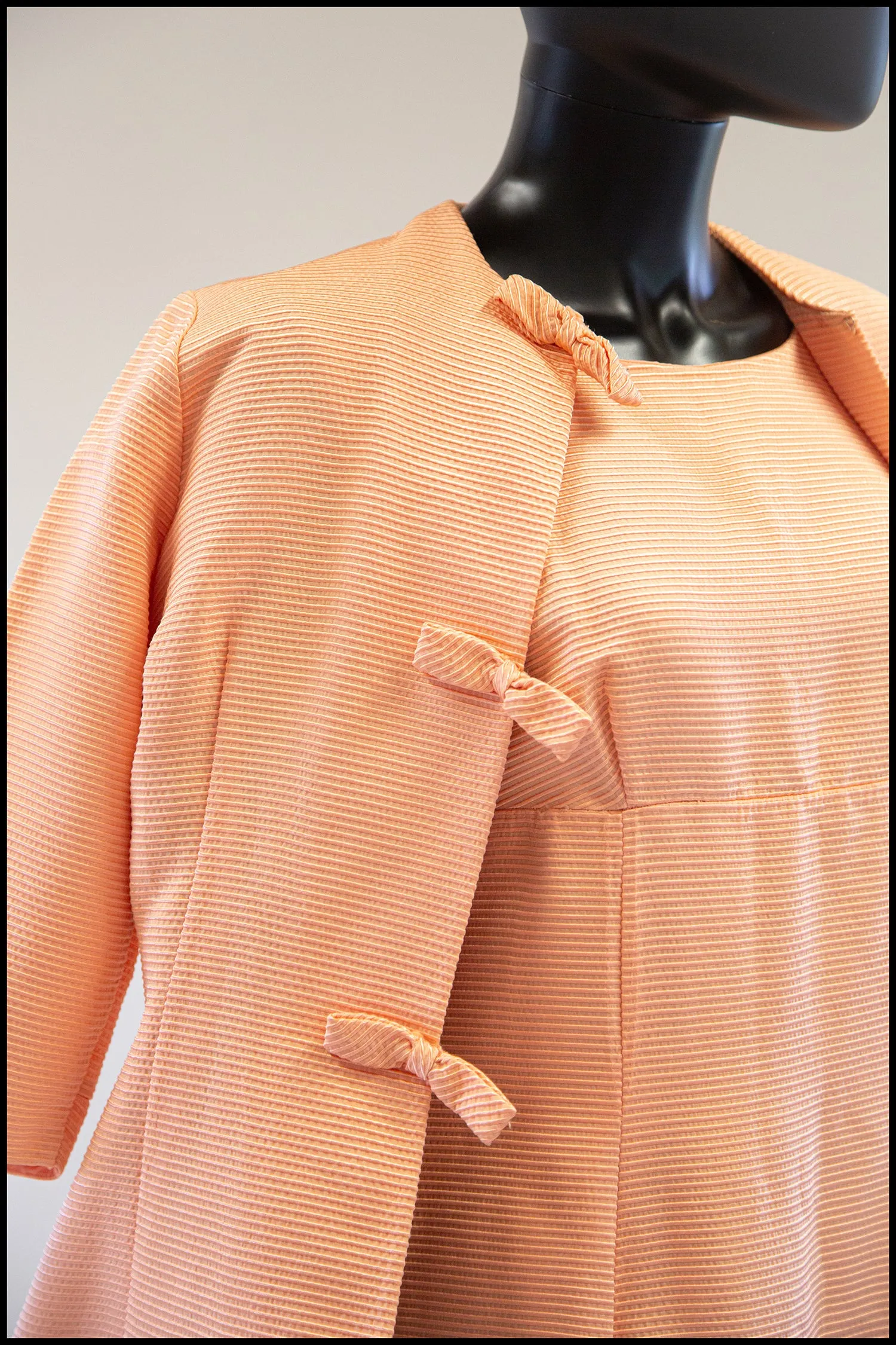 Vintage 1960s Peach Mini Dress and Coat Suit