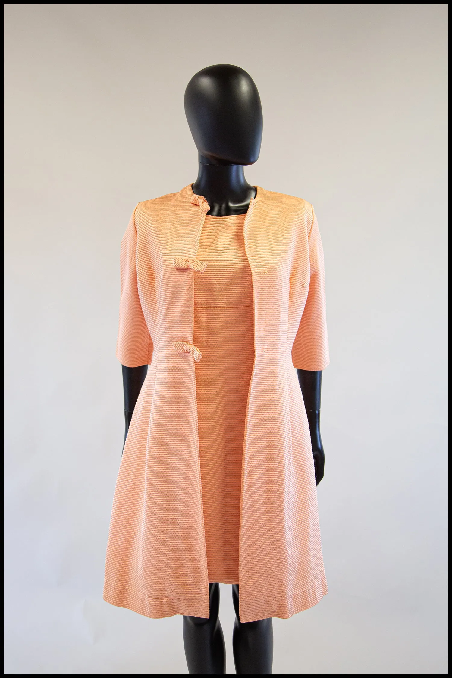 Vintage 1960s Peach Mini Dress and Coat Suit