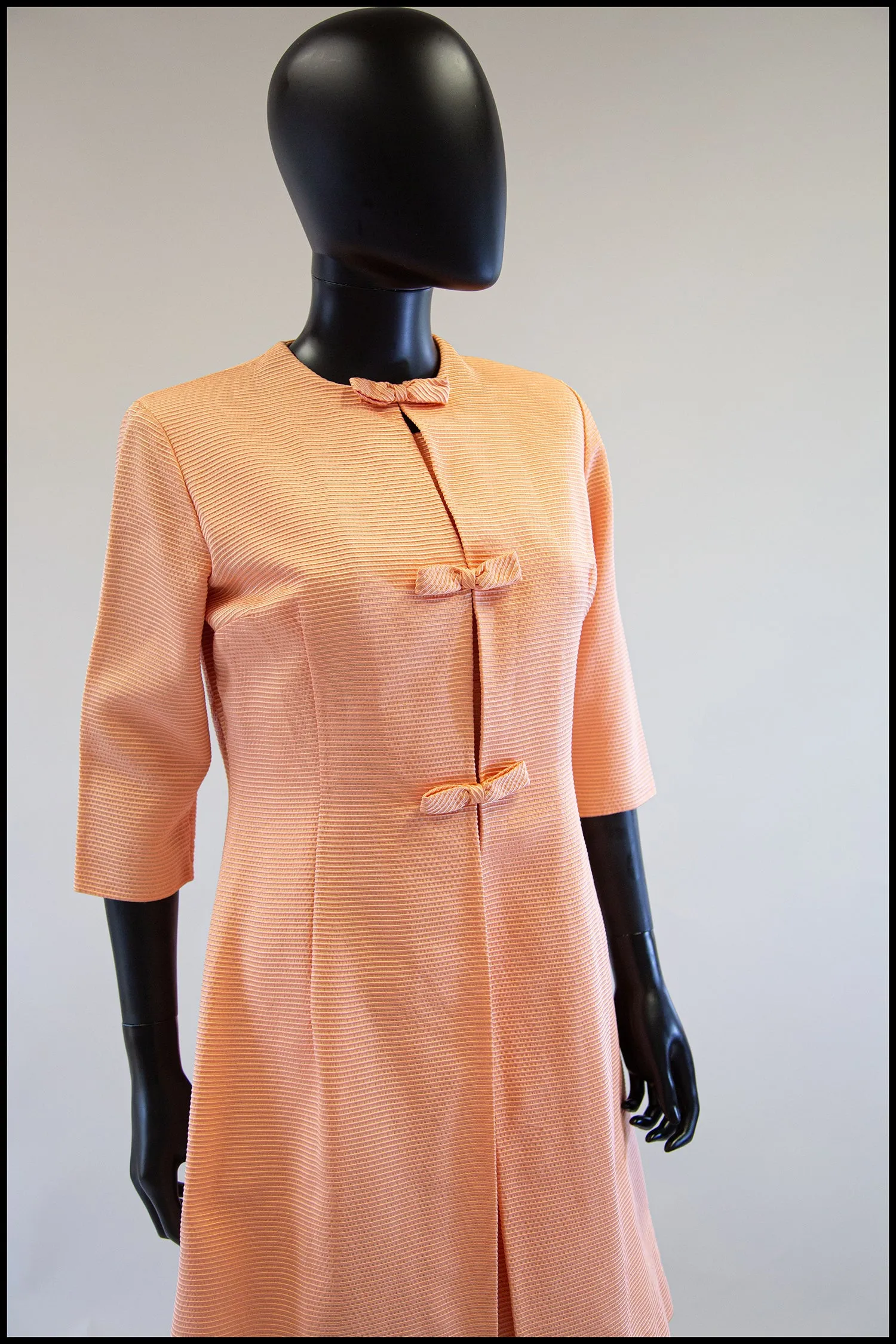 Vintage 1960s Peach Mini Dress and Coat Suit