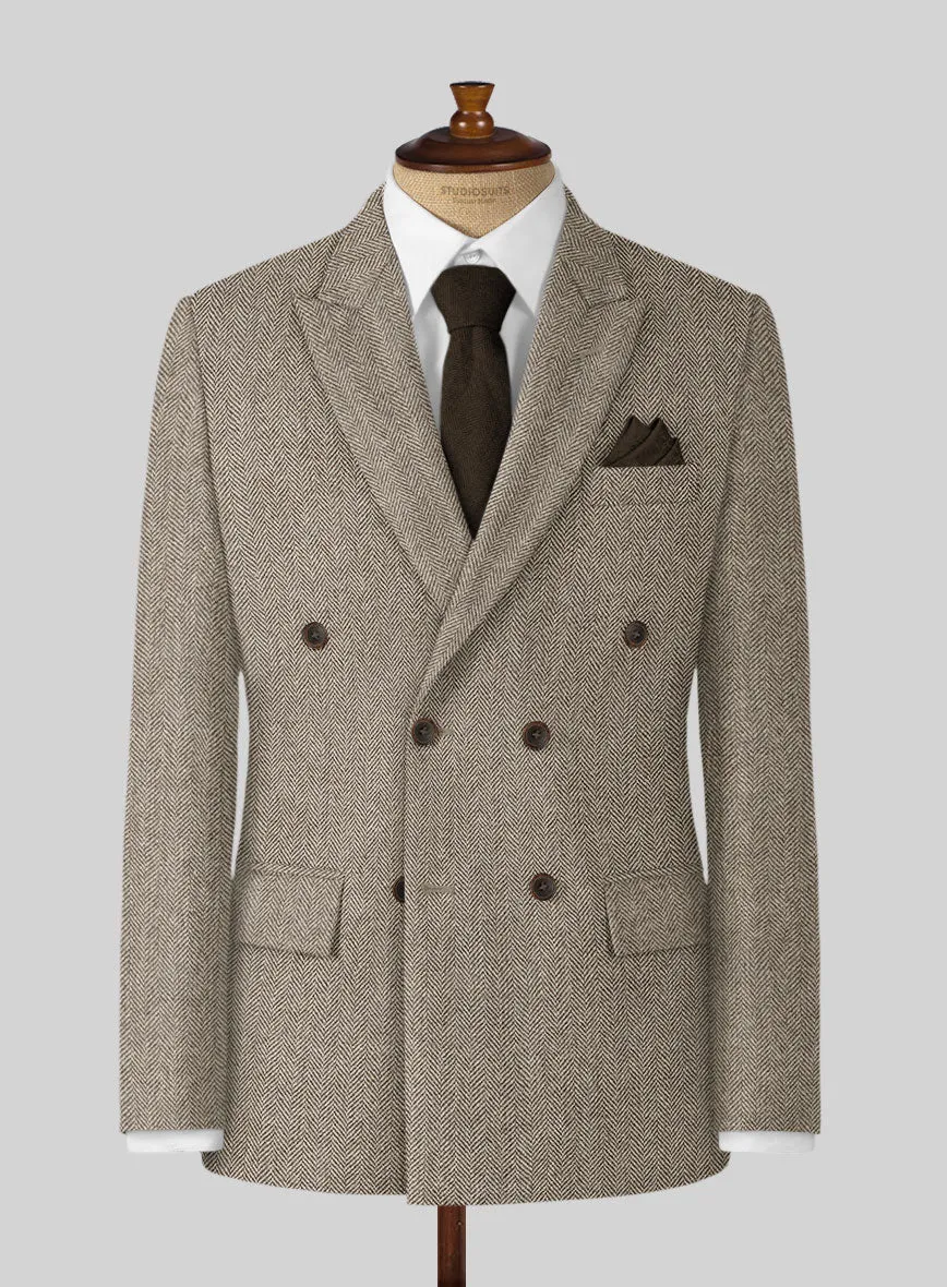 Vintage Herringbone Brown Tweed Suit