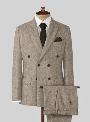 Vintage Herringbone Brown Tweed Suit