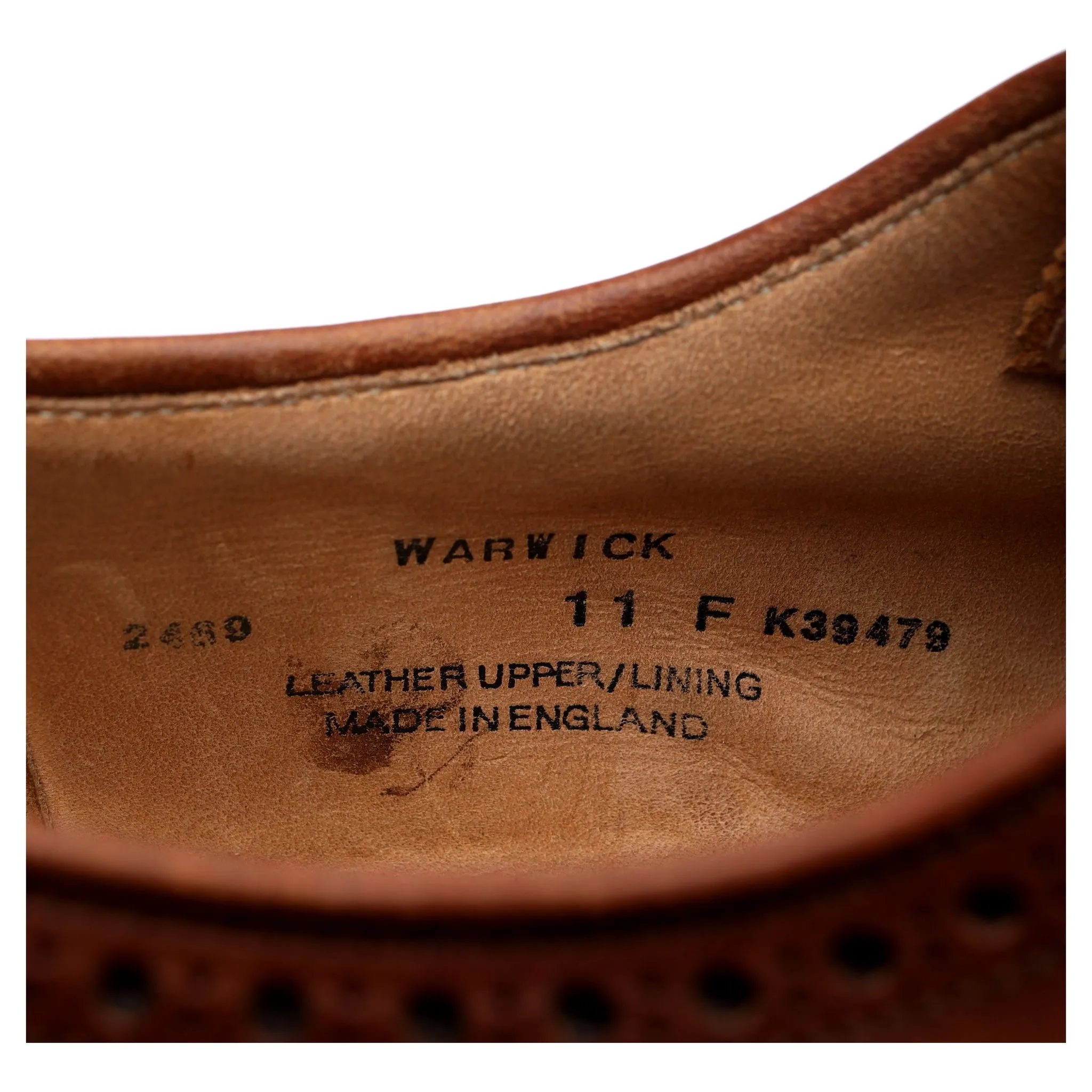 'Warwick' Tan Brown Leather Derby Brogues UK 11 F