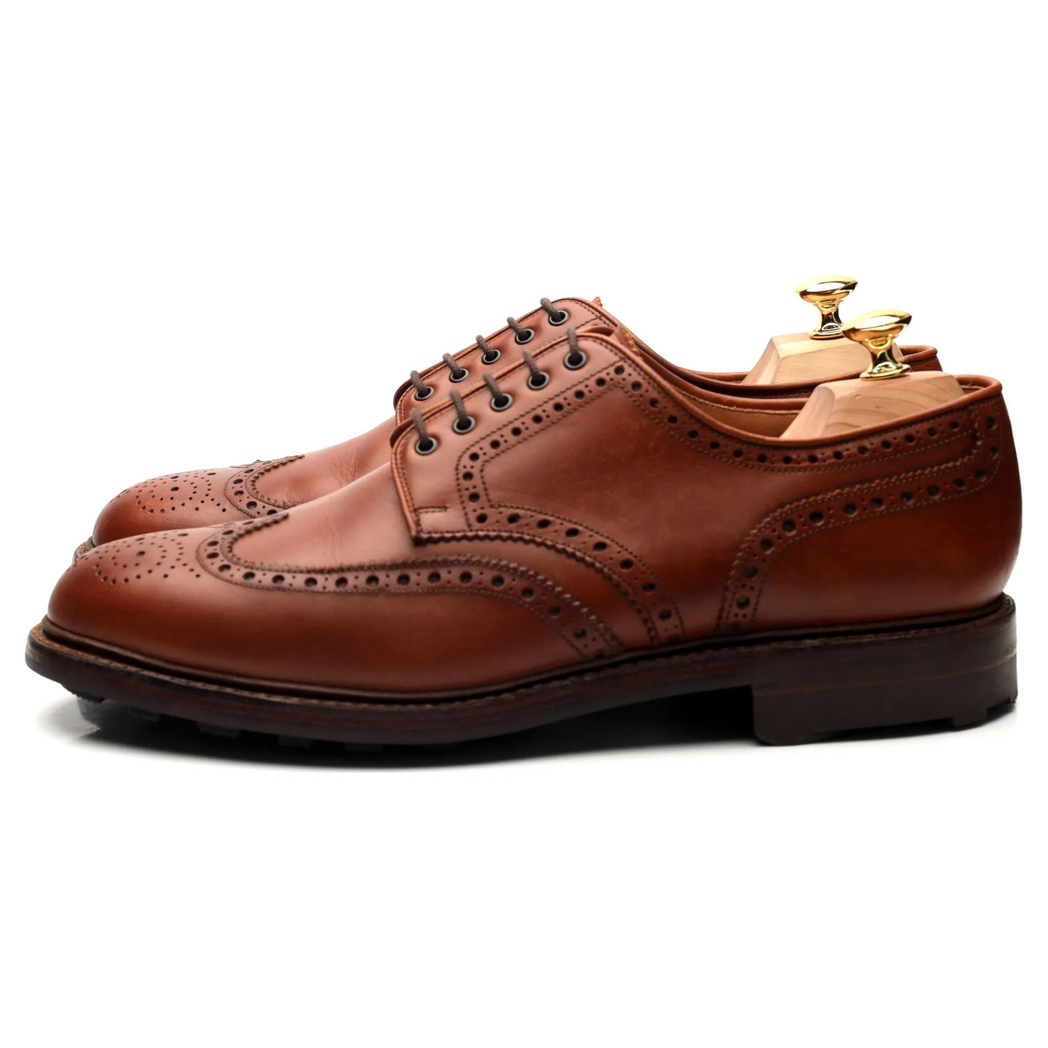 'Warwick' Tan Brown Leather Derby Brogues UK 11 F