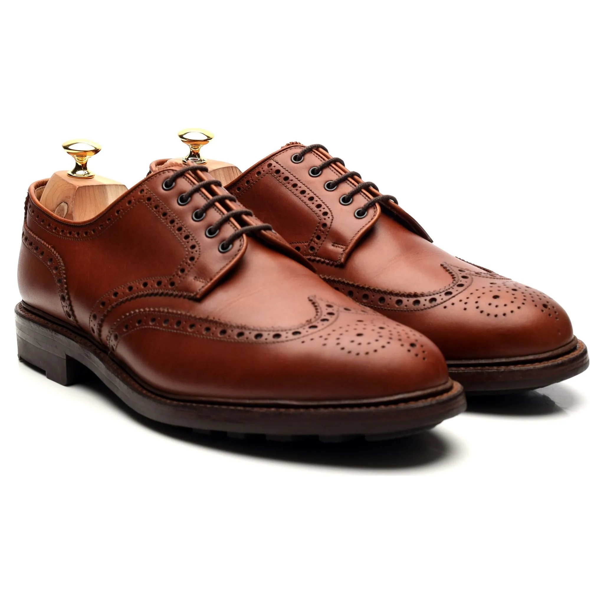 'Warwick' Tan Brown Leather Derby Brogues UK 11 F