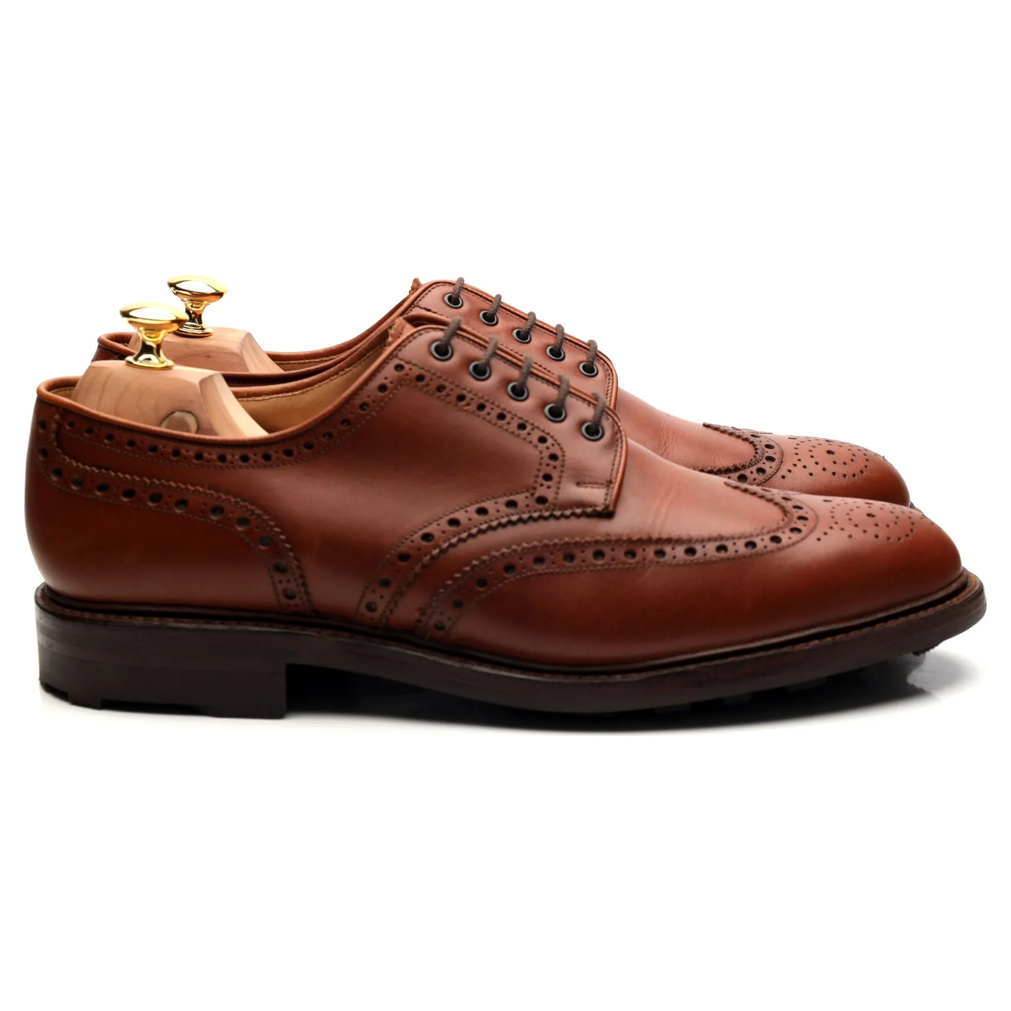 'Warwick' Tan Brown Leather Derby Brogues UK 11 F