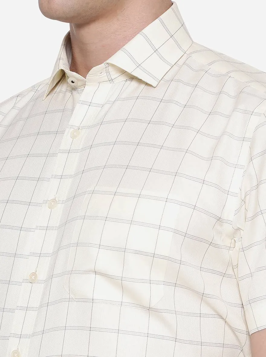 White Checked Regular Fit Formal Shirt | Greenfibre