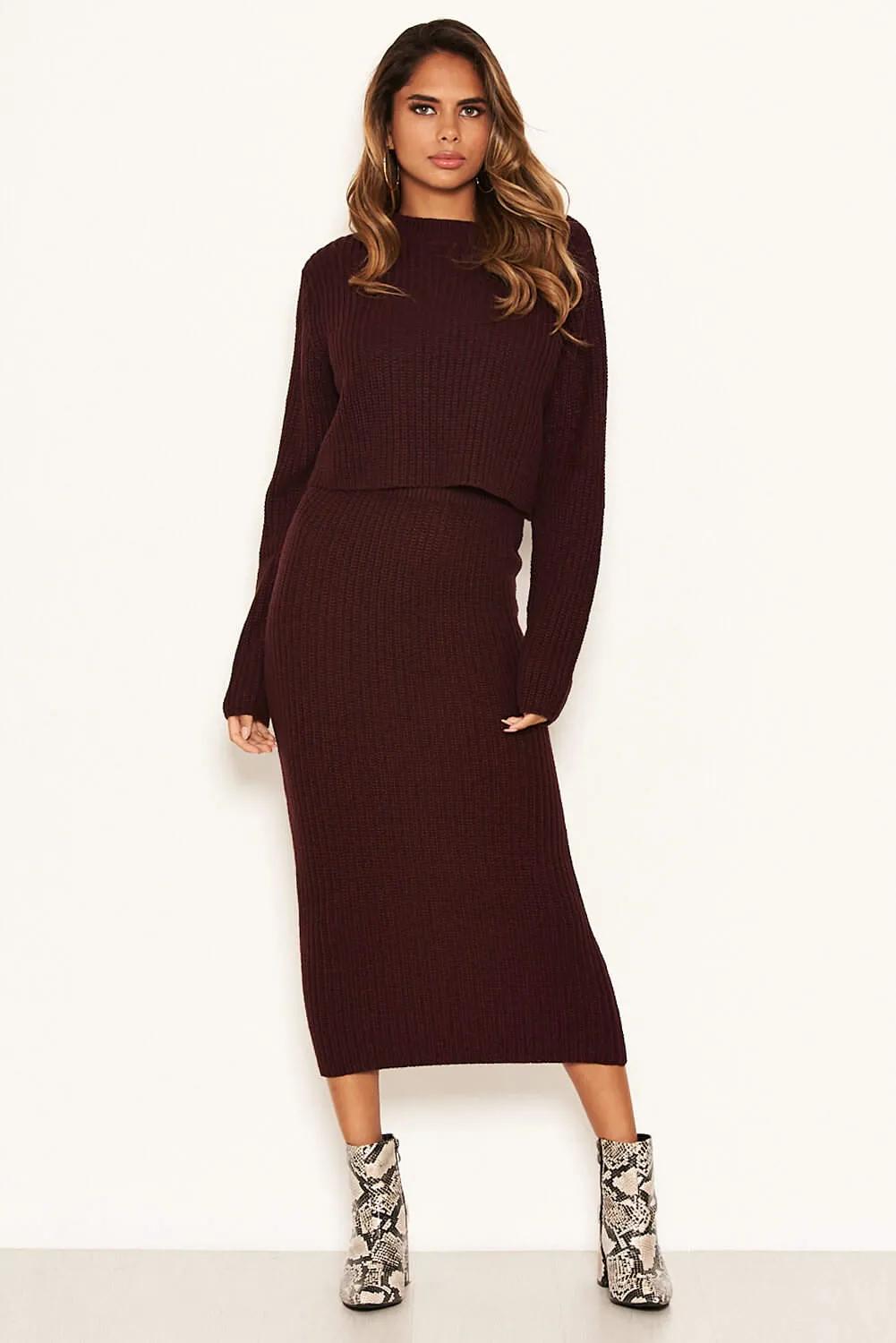 Wine Knit Skirt