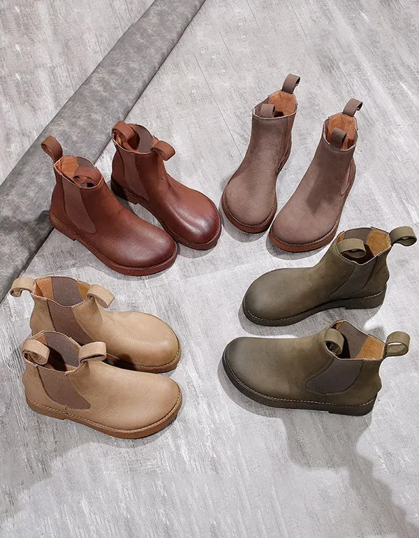 Women Soft Leather Retro Chelsea Boots