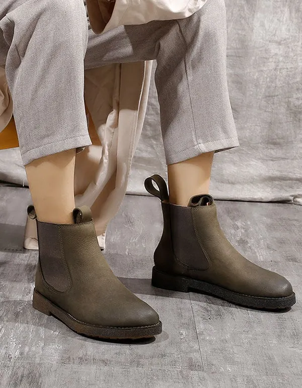 Women Soft Leather Retro Chelsea Boots