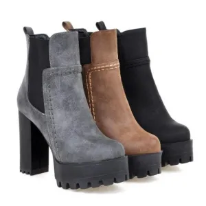 Women's high heeled platform chelsea boots