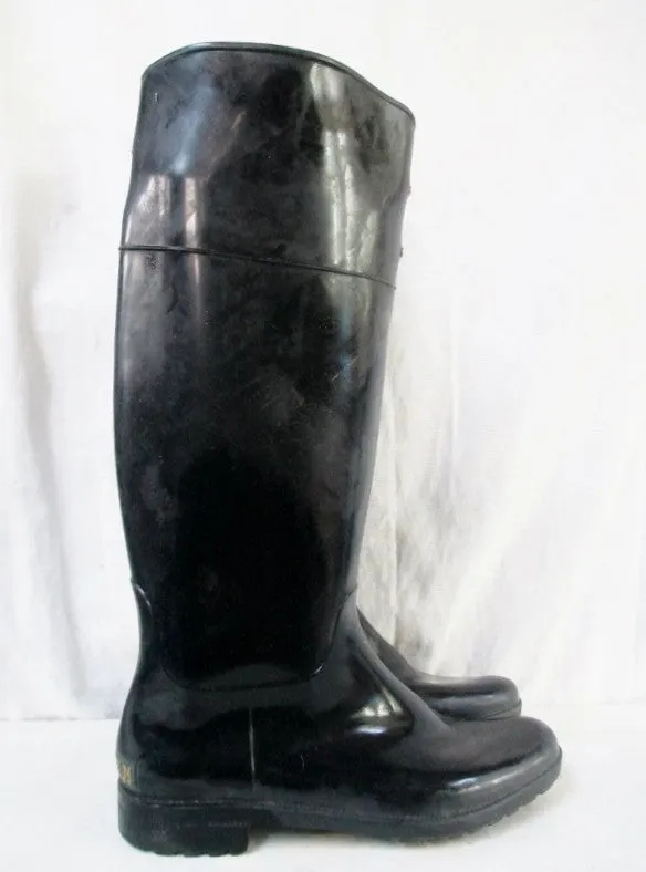 Womens RALPH LAUREN Wellies Rain Duck Boots Gumboots Shoes BLACK 8