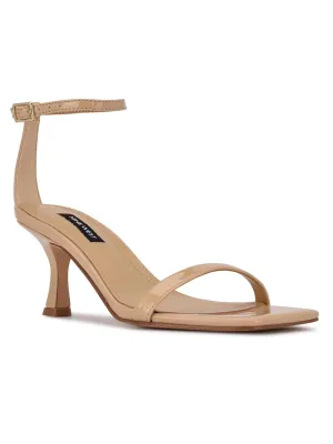 Women's Ripe Square Toe Kitten Heel Dress Sandals,Beige