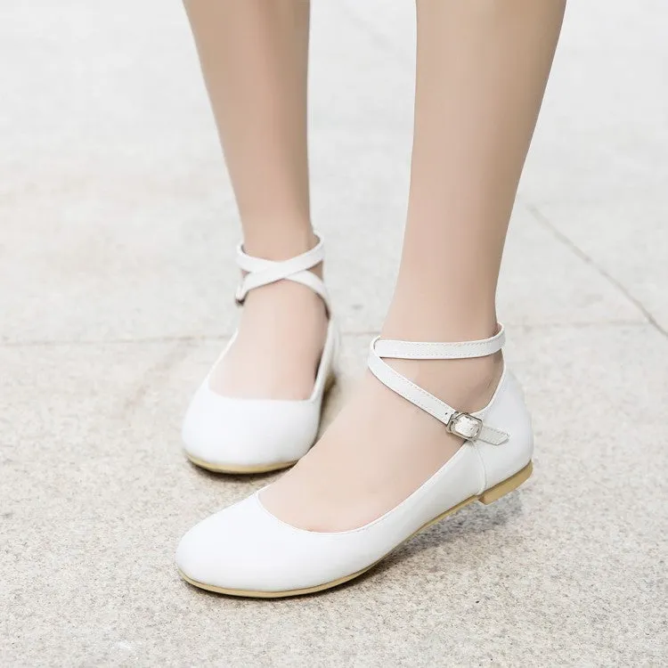 Women's Shallow Crossed Ankle Strap Flats Shoes