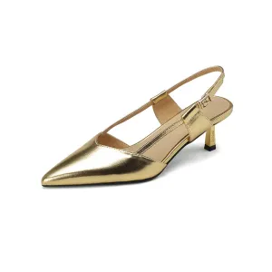 Zhuri Kitten Heel Gold Slingback Heels