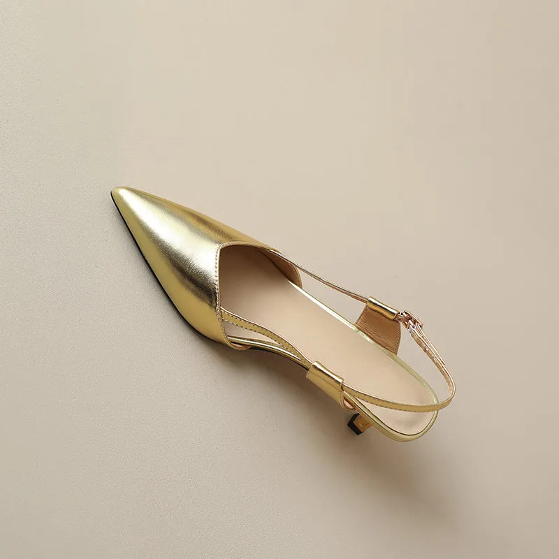 Zhuri Kitten Heel Gold Slingback Heels