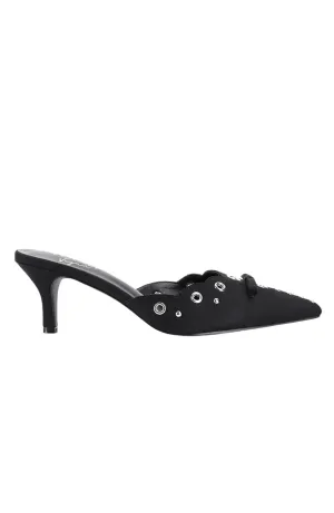 Ziggy Point Toe Kitten Heel Black Micro